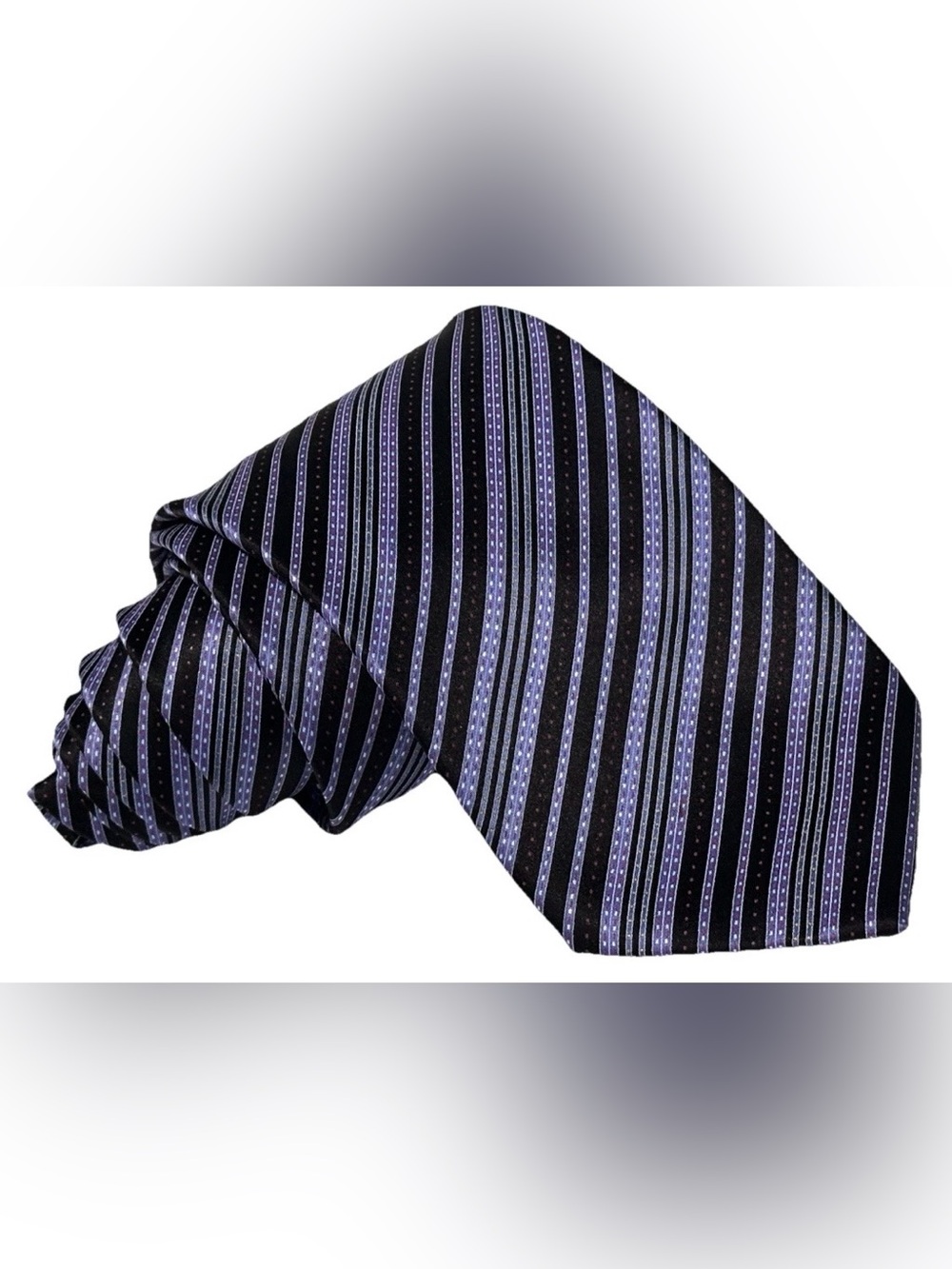 $350 NEW STEFANO RICCI TIE HANDMADE ITALY VIOLET BLUE BLACK DIAGONAL STRIPES